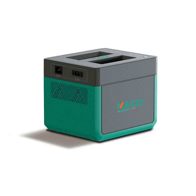 Portable power station showing DC input and carry handle